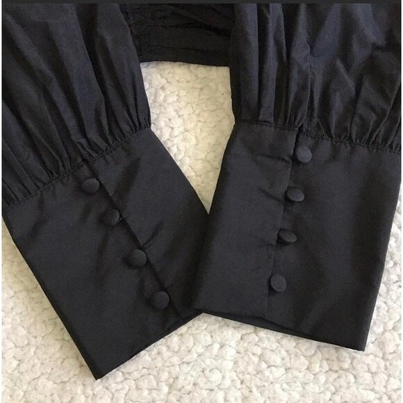 CLOSEOUT SALE MAKE AN OFFER-Zara black long puff sleeve ruched crop top size S - Picture 8 of 9